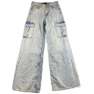Gap Jeans Women 4/27R Light Blue‎ High Rise Wide-Leg Cargo Denim 100% Cotton